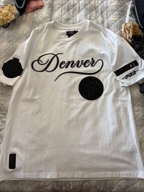 Denver Nugguts Script Logo Tee - White with Black Patches